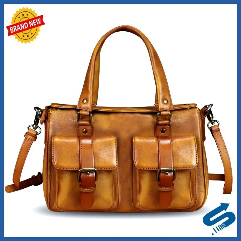 Genuine Leather Satchel Purse Top Handle Shoulder Crossbody Bag